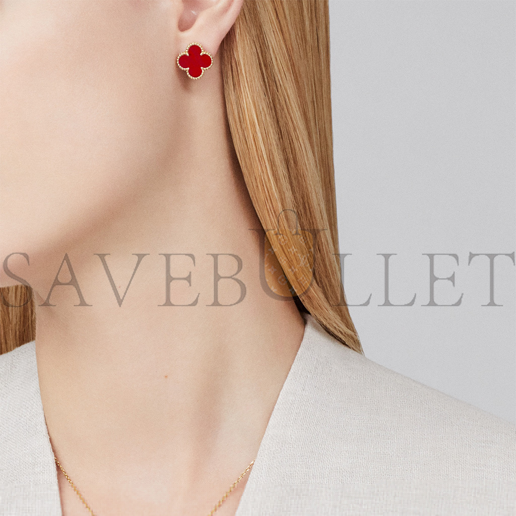 V*N CL*F arpels vintage alhambra earrings - yellow gold, carnelian vcard40400